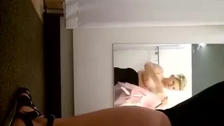 Teens with great tits trying on lingerie in a local mall