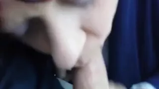Milf gives her new lover a hot blowjob in the car