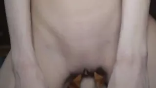 Busty girlfriend sucking and riding her boyfriends long fat cock