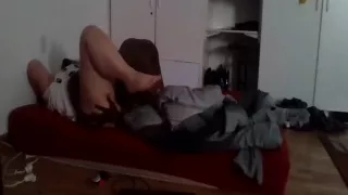 black guy gets a blowjob  from a bbw and makes her cum