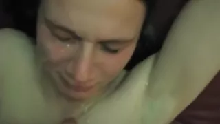 Horny wife jerking her husband to a nice facial cumshot