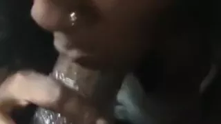 Ebony sucked the cum outta BBC