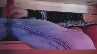 Mom plays with her stepson's cock under the restaurant table