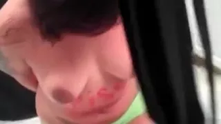 Piss slave brunette spanked and humiliated