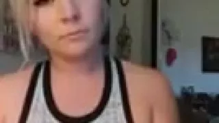 blonde american girl twerking in tight shorts