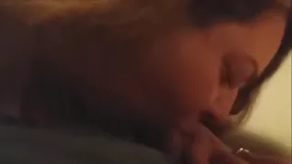 BBW gives deep blowjob before work