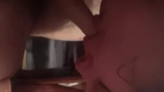 Sloppy and rough deepthroat from big tits mom