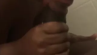 Dirty little slut sucking dick in the shower