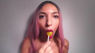 Erotic ASMR - Red Lipstick Lollipop Tease - Sucking And Licking Noises