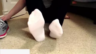 21 Year Old Asian Girl Taking Off Shoes After Gym And Talking Dirty