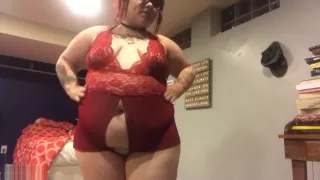 Bbw girl red nightgown