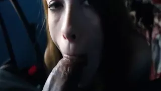 Pretty white girl gags while sucking my massive black cock