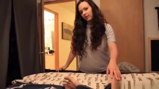 Step Sister Spies On her Brother And Rides His Cock