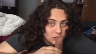 Chubby Curly Brunette Extracts Her Lover's Semen