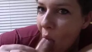 Housewife takes huge cum shot facial