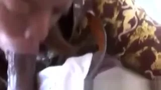 Horny ebony girlfriend surprise boyfriend with blowjob