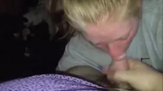 Amateur Blonde babe playing with his cock