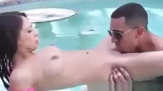 Sexy young blonde learns to swim