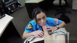 Curvy cop riding cock because she needs cash