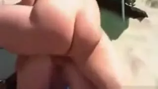 Threesome Outdoors In Public At A Beach