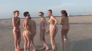 Group Party Teens Nude on the Beach