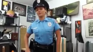 Latina cop posing for sexy pics in uniform to get cash