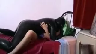 Fat guy in Latex bangs petite teen