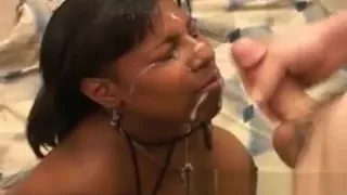 interracial facial cumswallowing blacky