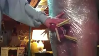 All tied up guy gets nice handjob