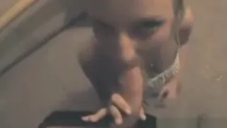 Cute babe is letting stud fingers her cunt under the table