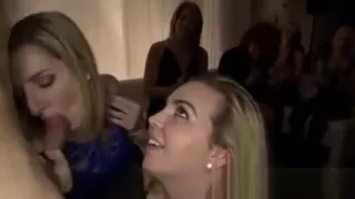 Party amateurs cocksucking in cfnm group