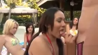 Femdom babes fingering and sucking cock