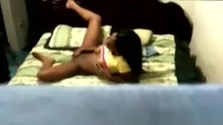 Gorgeous ebony teen Cristina gets spied while masturbating