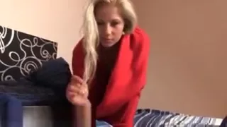 Sexy blonde teenage babe gets horny