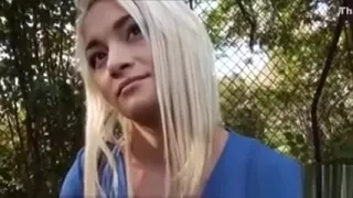 Blondie Russian nurse banged in public to earn extra money