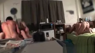 Blonde in college rides coeds penis in POV in dorm room