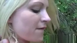 Blonde Italian babe banged outdoor pov