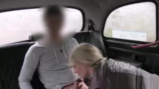 Blonde MILF deep throats in fake taxi