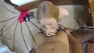 Blonde Karla eating cock and swallowing jizz