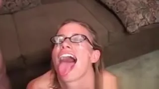 She is on - blonde sucks cocks and gets cum o