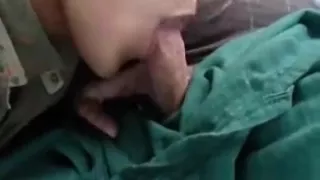 cute young blonde sucking on thick cock in the car