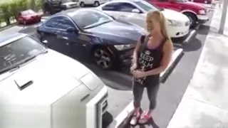 Real amateur girl shows tits for a lift