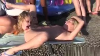 Outdoor college hazing with sexy babes