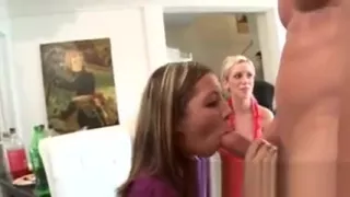 Clothed babes get facials