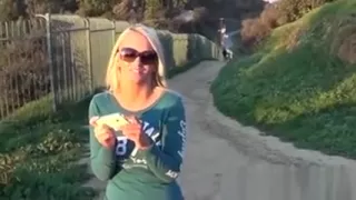 Blonde sexy teen shows off