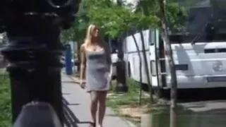 Blonde Beauty Walking Around And Flashing