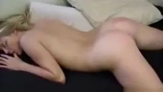 Amateur blonde babe posing in homemade tape