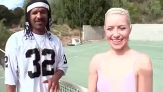 Blonde cutie craving for massive dick seduces black stud