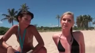 skinny blonde flashes cunt and gives blowjob 