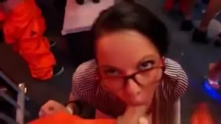 Nice beauties give a head and enjoy screwing and groupsex